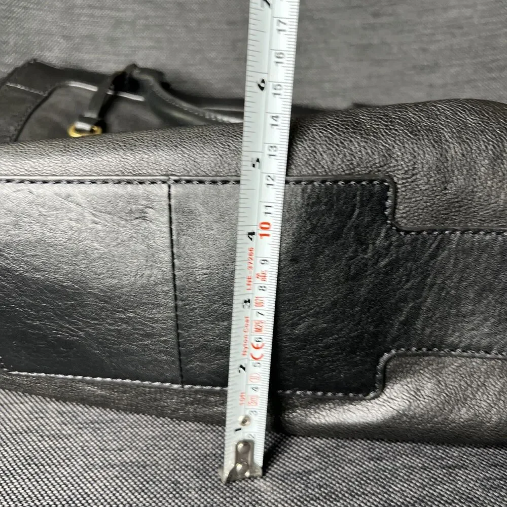 Fossil Logan Black Leather Satchel Shoulder Bag Crossbody Purse With Strap